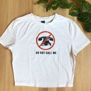 Do Not Call Me White Graphic Tee with Phone Print Telephone Shein T-Shirt